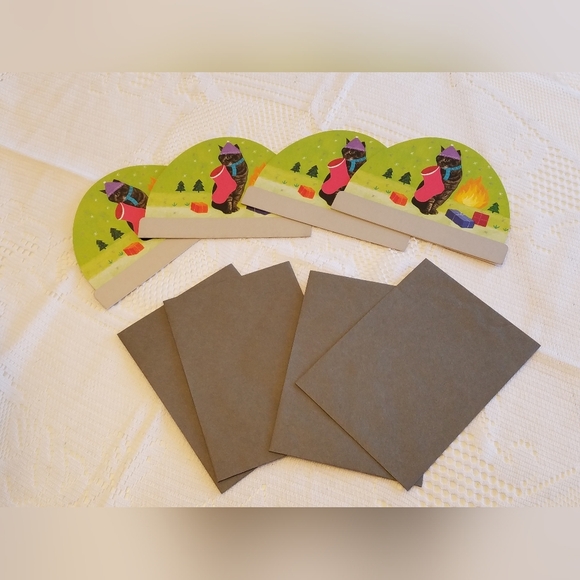 Set of 4 Y2K 1999 Roger la Borde Cat Christmas Holiday Cards - Picture 7 of 9